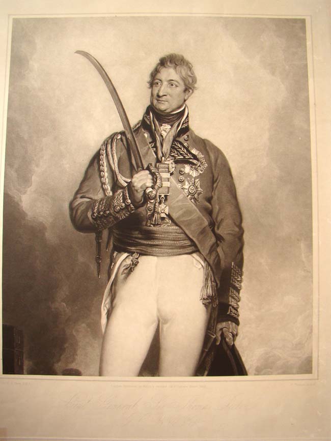 A mezzotint engraving printed in 1843 of Lt. Gen. Sir Thomas Picton, killed at the Battle of Waterlo
